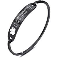 Los mejores  - MOWOM Medical Grabado Personalizado Alerta De Emergencia Médica Brazalete Nombre Identificación De Identificación para…